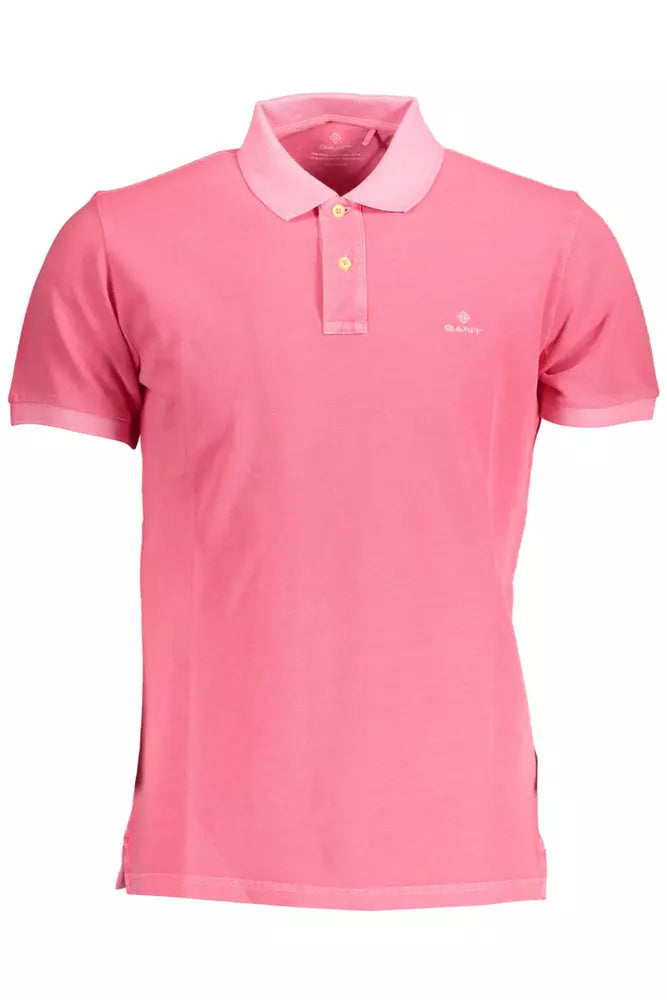 Pink Cotton Men Polo Shirt