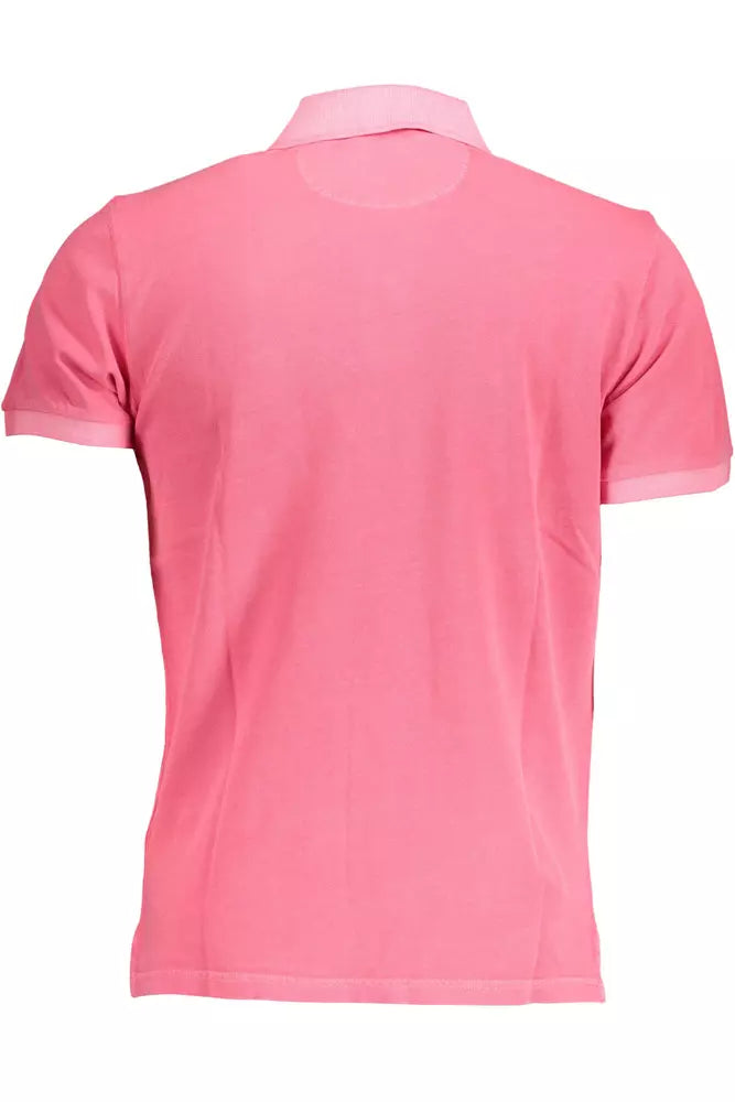 Pink Cotton Men Polo Shirt