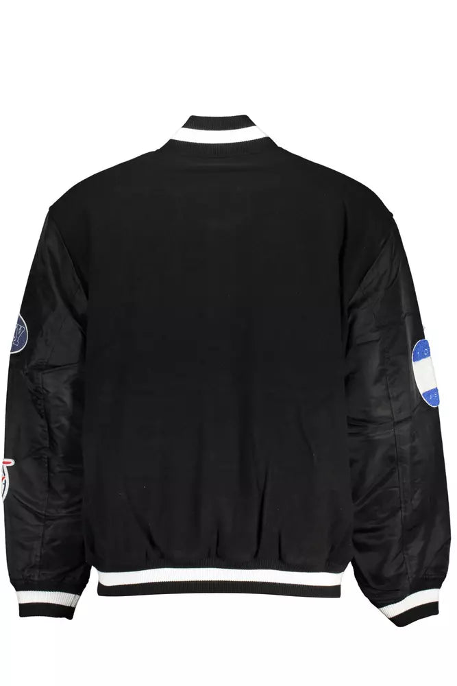 Black Polyester Men Jacket