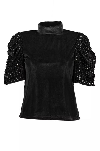 Black Polyester Women Top