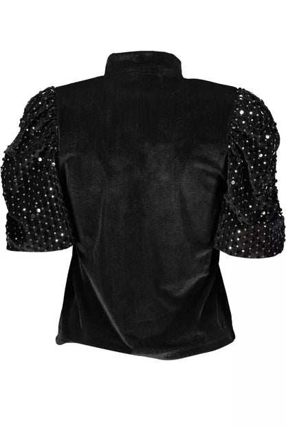 Black Polyester Women Top