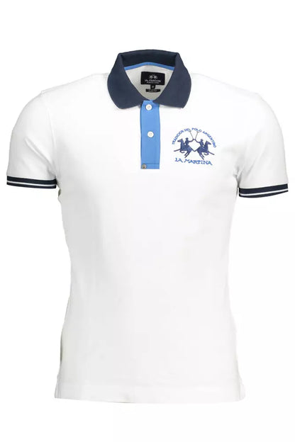 White Cotton Men Polo Shirt