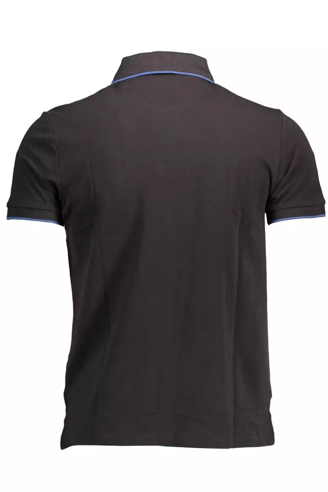 Black Cotton Men Polo Shirt