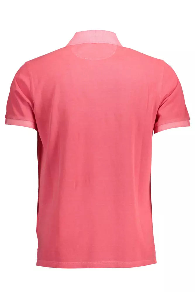 Pink Cotton Men Polo Shirt