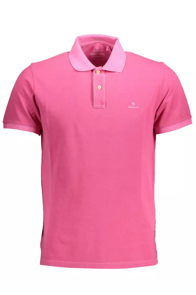 Pink Cotton Men Polo Shirt