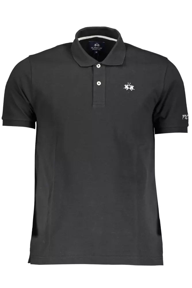 Black Cotton Men Polo Shirt