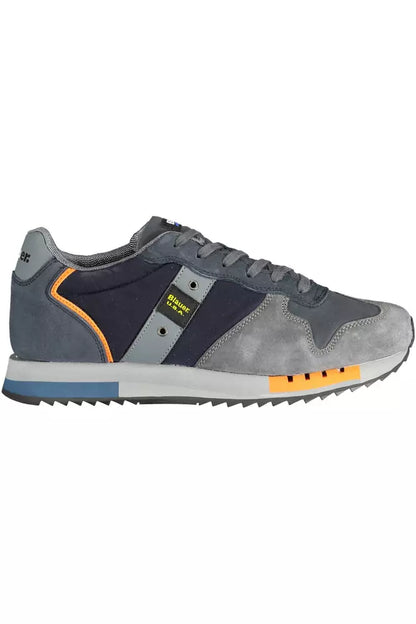 Blue Leather Men Sneaker