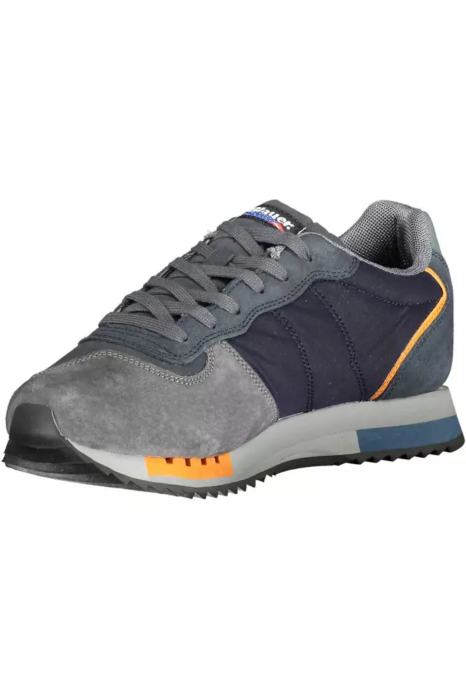 Blue Leather Men Sneaker