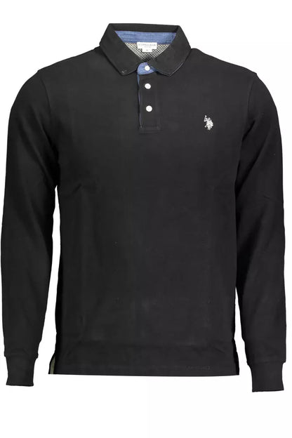 Black Cotton Men Polo Shirt