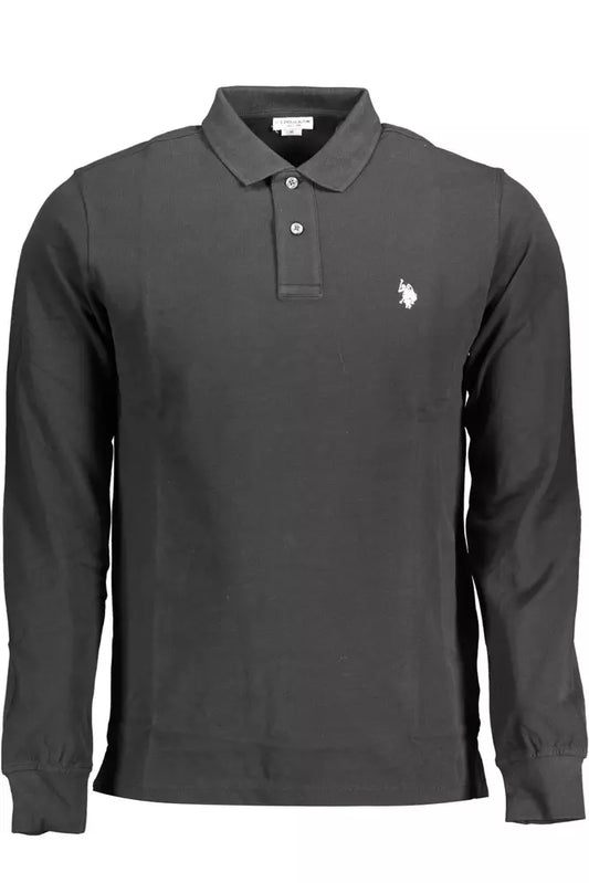 Black Cotton Men Polo Shirt