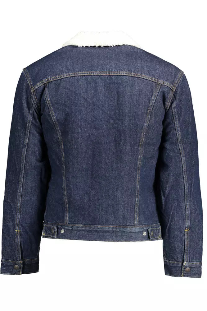 Blue Cotton Men Jacket