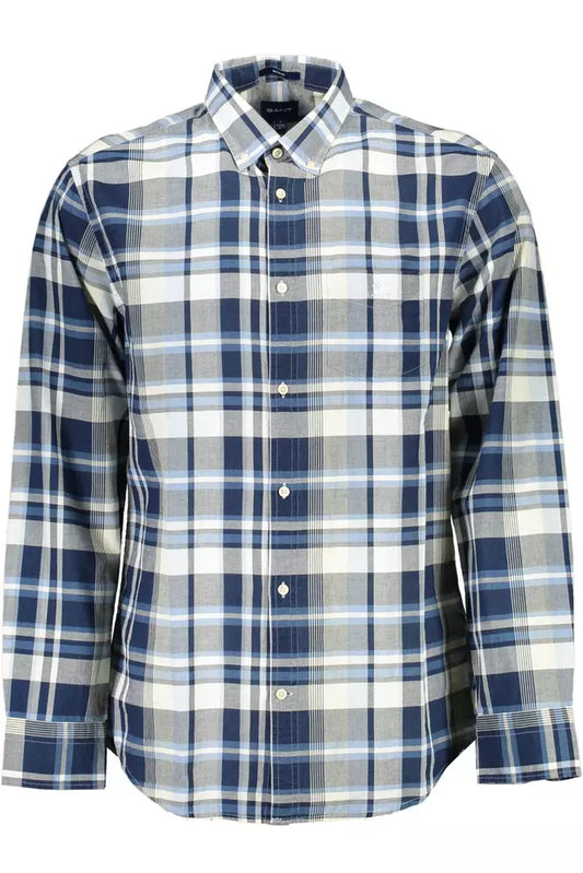 Blue Cotton Men Shirt