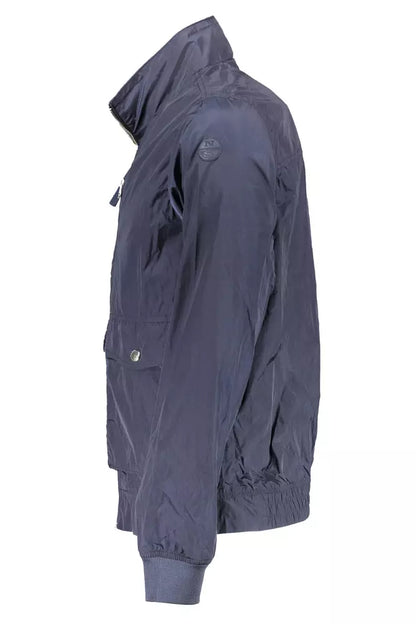 Blue Polyester Men Jacket