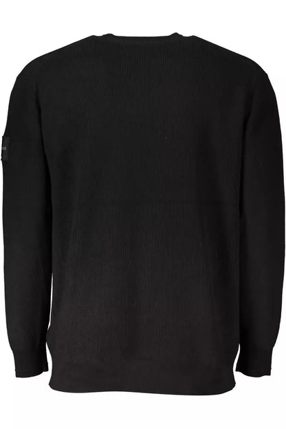 Black Cotton Men Sweater