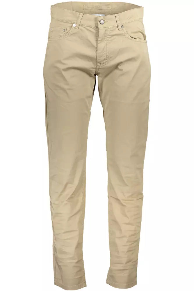 Beige Cotton Men Pant