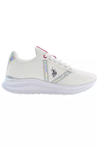 White Polyester Women Sneaker