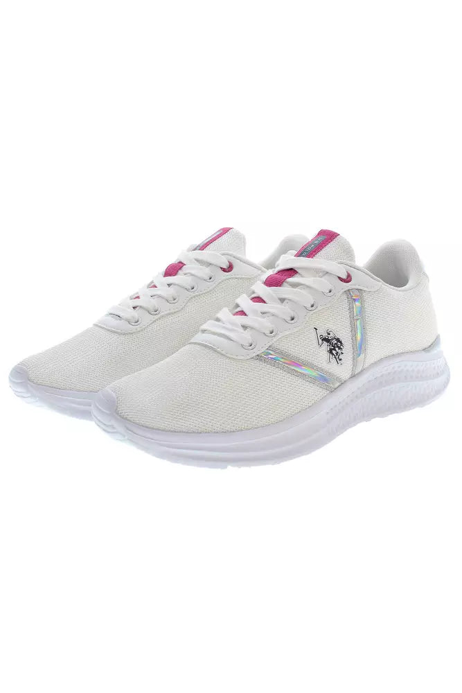 White Polyester Women Sneaker