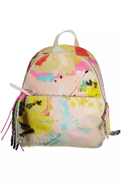 White Polyester Women Backpack