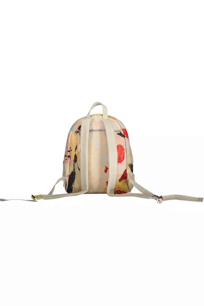 White Polyester Women Backpack