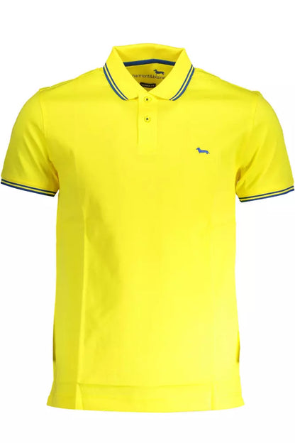 Yellow Cotton Men Polo Shirt