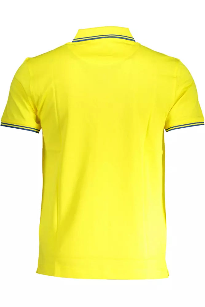 Yellow Cotton Men Polo Shirt