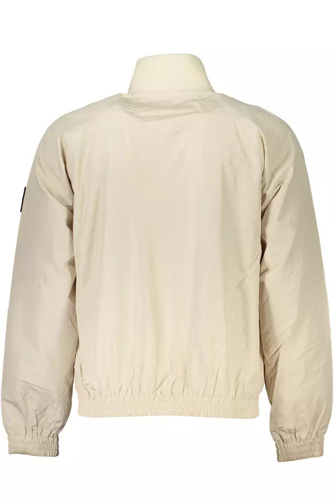 Beige Polyester Men Jacket