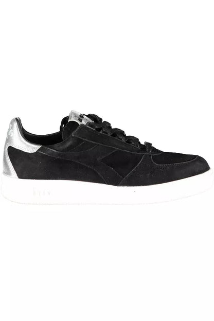 Black Leather Women Sneaker