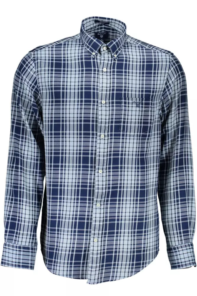 Blue Cotton Men Shirt