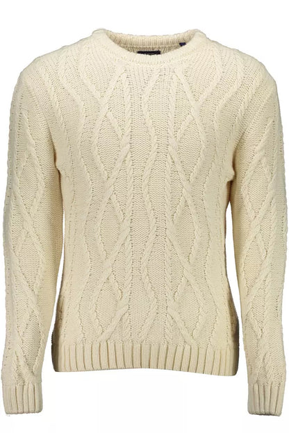 White Wool Men Sweater