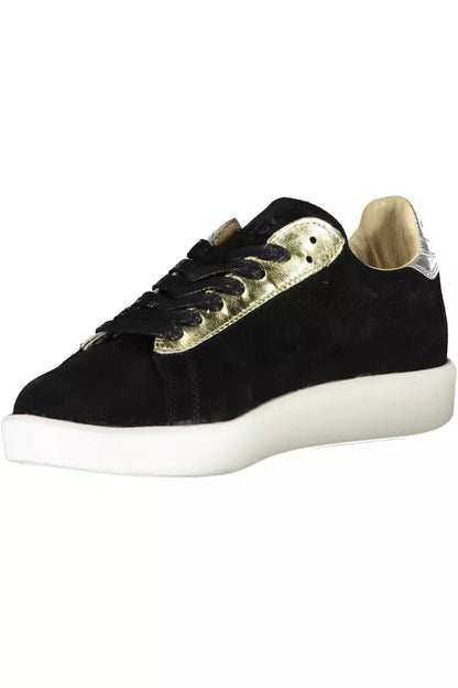 Black Leather Women Sneaker