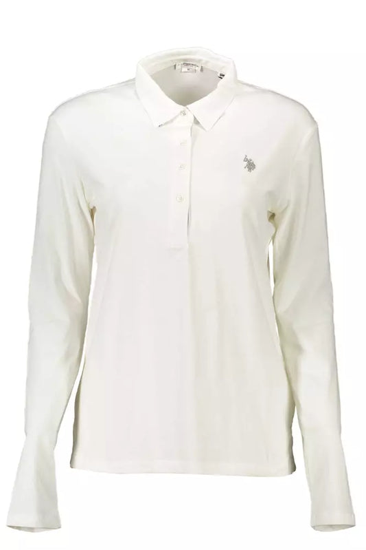 White Cotton Women Polo Shirt