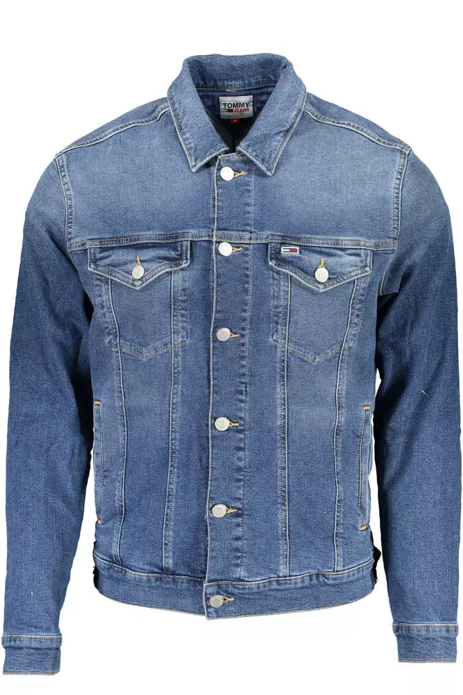 Blue Cotton Men Jacket