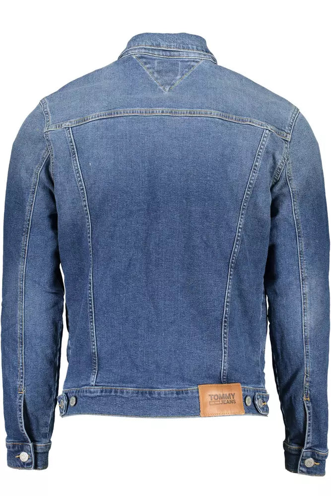 Blue Cotton Men Jacket