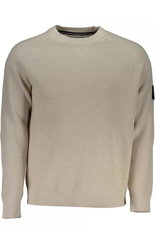 Beige Cotton Men Sweater