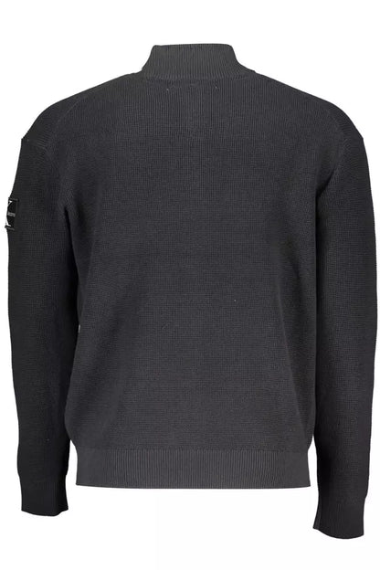 Black Cotton Men Sweater