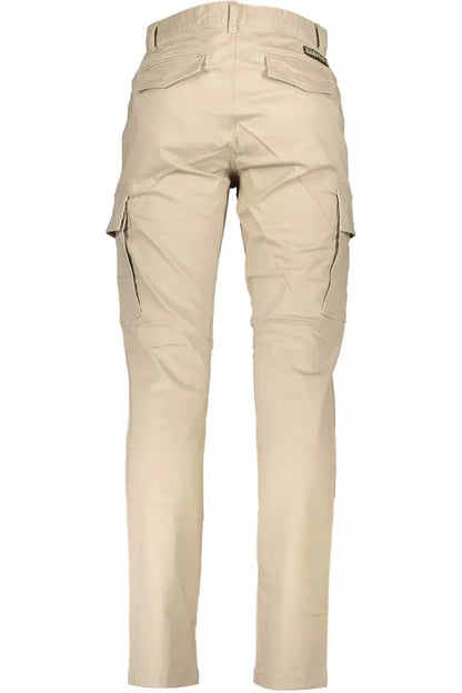 Beige Cotton Men Trouser