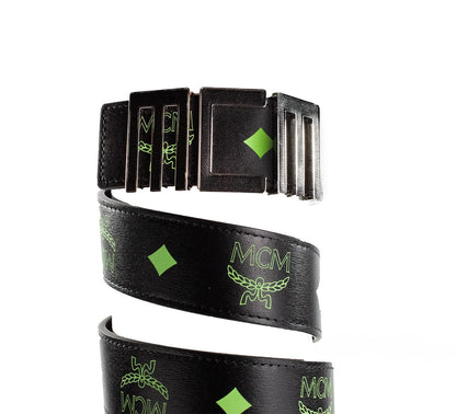 Ceinture à boucle numérique en cuir avec logo Visetos lisse vert d'été pour hommes Claus