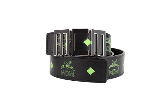 Ceinture à boucle numérique en cuir avec logo Visetos lisse vert d'été pour hommes Claus