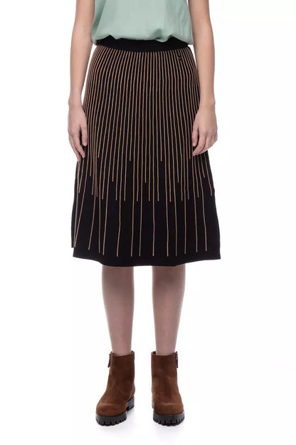 Elegant Gold-Striped Midi Skirt