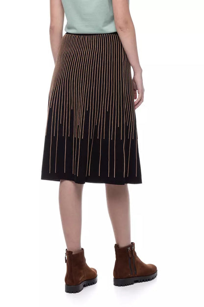 Elegant Gold-Striped Midi Skirt