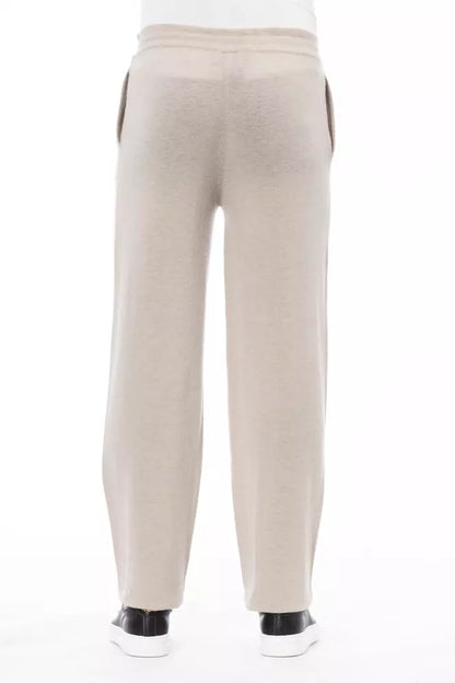 Beige Wool Men Pant