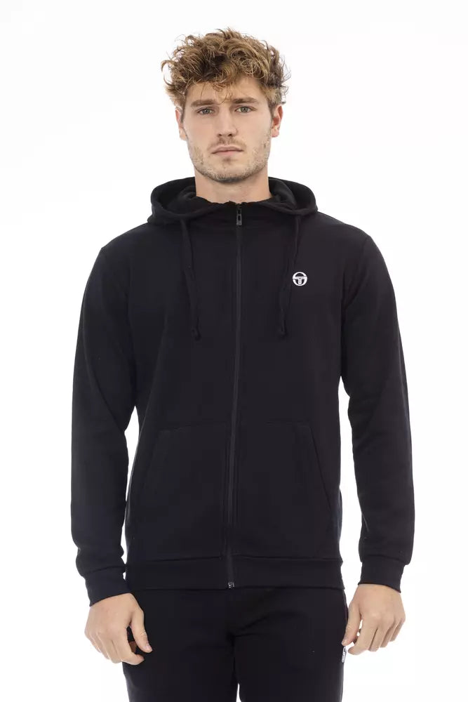 Black Cotton Men's Hooded Sweatshirt