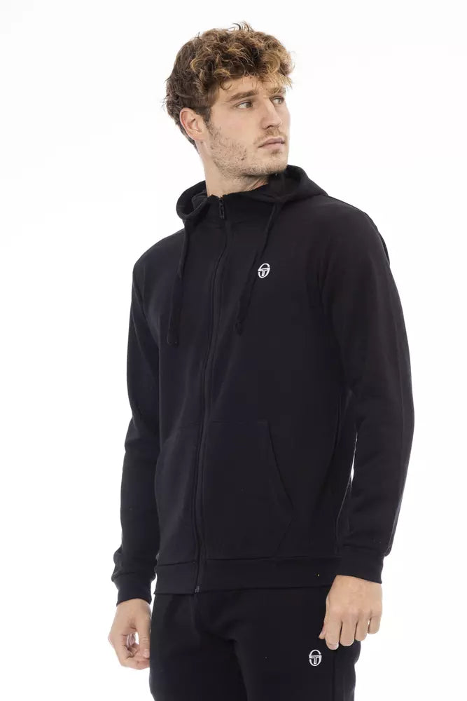 Black Cotton Men's Hooded Sweatshirt