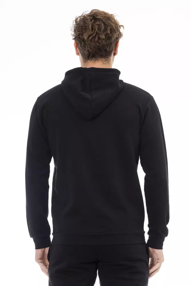 Black Cotton Men's Hooded Sweatshirt