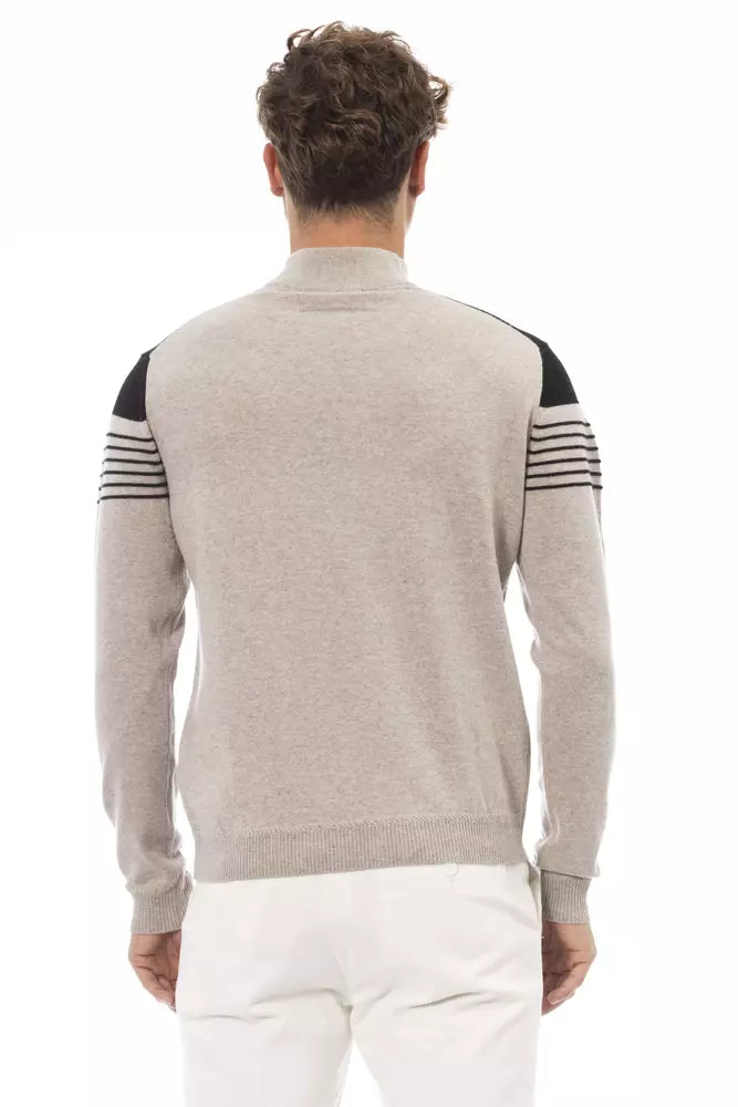 Beige Wool Men Sweater