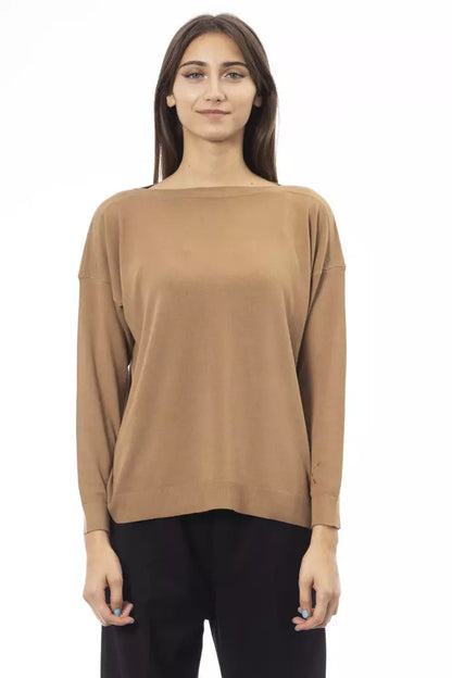 Beige Viscose Women Sweater