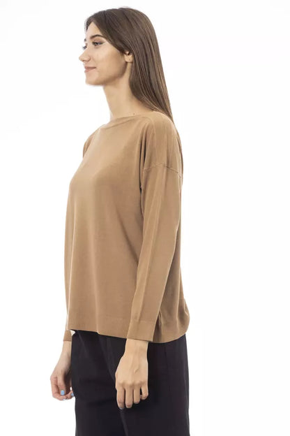 Beige Viscose Women Sweater