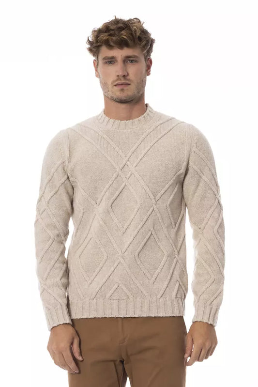 Beige Merino Wool Men Sweater