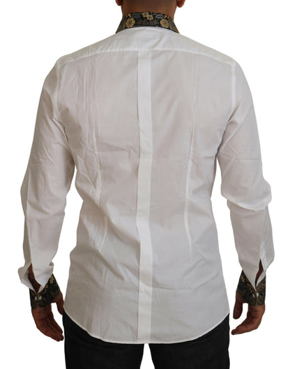 White Gold Detail Baroque Men's Dress Shirt