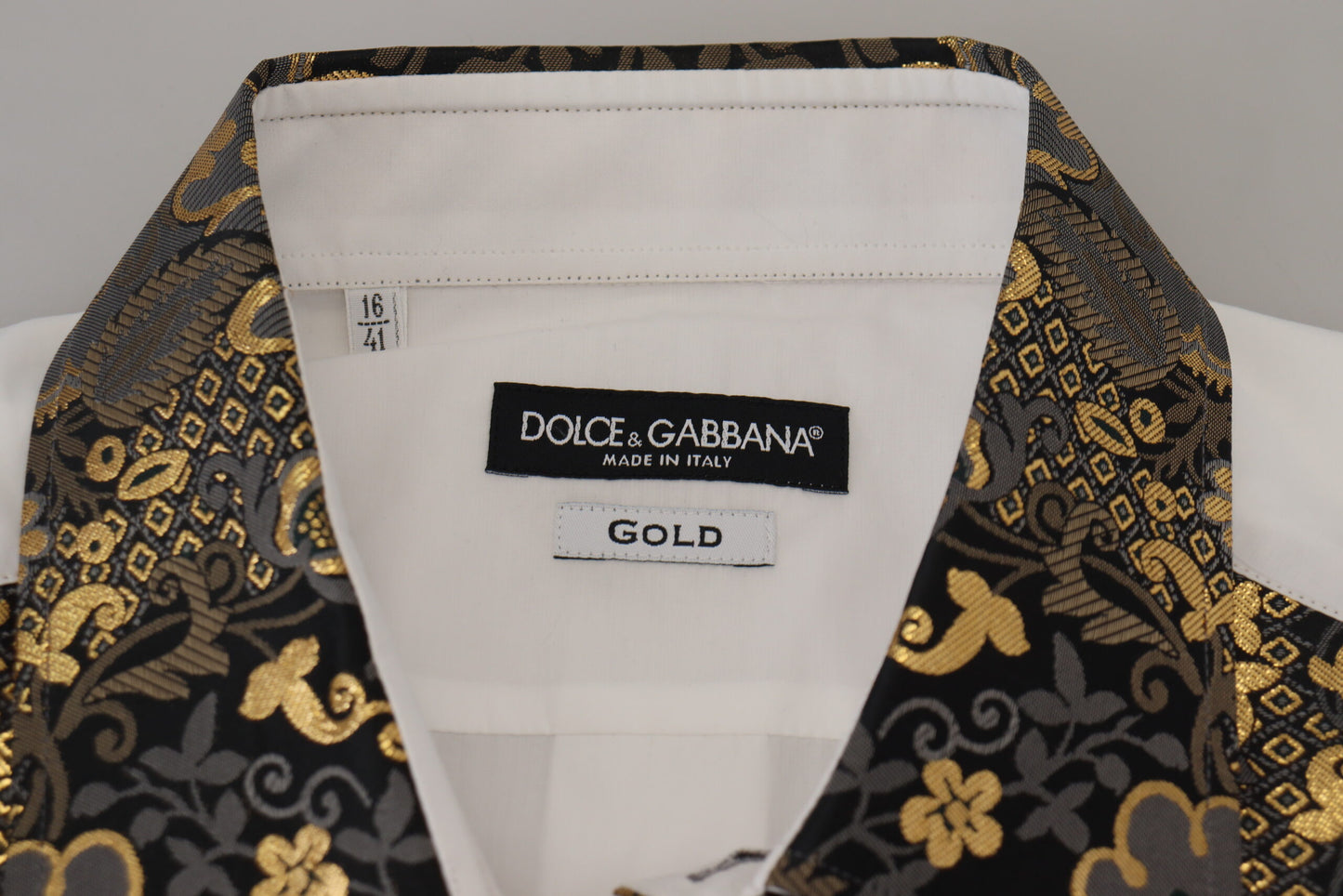 White Gold Detail Baroque Men's Dress Shirt